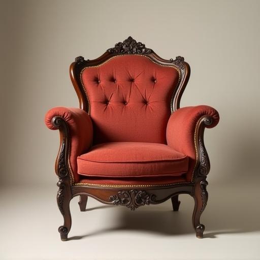 Restored Victorian armchair on display
