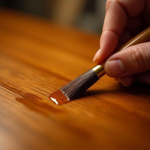 Applying varnish to timber surface
